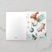 スカンジナビアエレガンススピリチュアルクリスマスエンジェル 箔グリーティングカード (外側レイダウン)