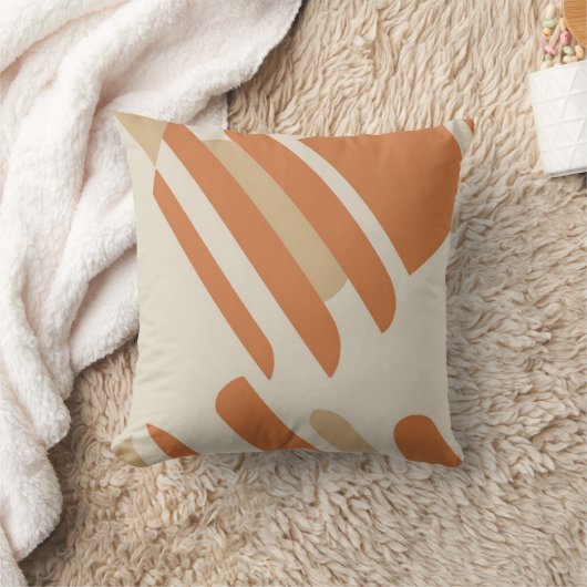 スカンジナビアオレンジ&クリームジオメトリック装飾用クッション クッション (ブランケット)