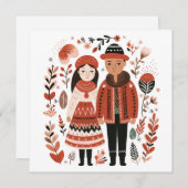 スカンジナビアカップル愛好家ハートバレンタイン シーズンカード (正面/裏面)