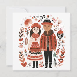 スカンジナビアカップル愛好家ハートバレンタイン シーズンカード