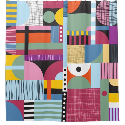スカンジナビアカラフル型 シャワーカーテン (正面)
