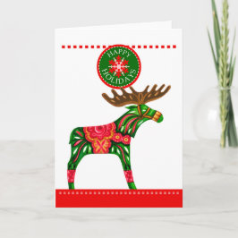 スカンジナビアクリスマスエルク折り畳みグリーティングカード カード