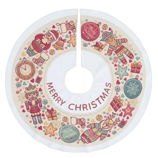 スカンジナビアクリスマスオーナメントツリースカート ブラッシュドポリエステルツリースカート (正面)