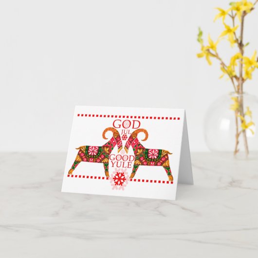 スカンジナビアクリスマスジュルボック折り畳みグリーティングカード カード (黄色い花)