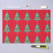 スカンジナビアクリスマスツリーフォークアート 薄葉紙 (クラフト)