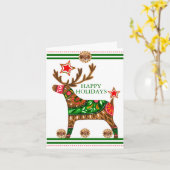 スカンジナビアクリスマストナカイ折り畳みグリーティングカード カード (黄色い花)