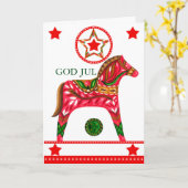 スカンジナビアクリスマスフォーク馬グリーティングカード カード (黄色い花)