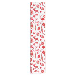 スカンジナビアクリスマスレッドホワイトフェスティバル ショートテーブルランナー