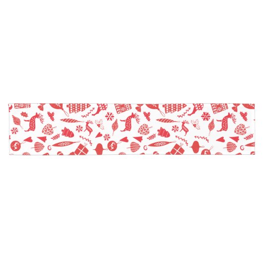 スカンジナビアクリスマスレッドホワイトフェスティバル ショートテーブルランナー (横)