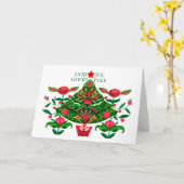 スカンジナビアクリスマス神Jul折り畳みグリーティングカード3 カード (黄色い花)