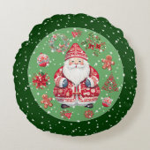 スカンジナビアサンタクロスグリーン ラウンドクッション (正面)
