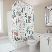 スカンジナビアスタイルのシームレスなパターン。小さいハウス シャワーカーテン (インサイチュ)