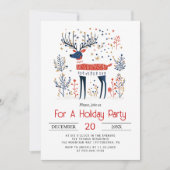 スカンジナビアスタイルの鹿のクリスマスホリデーパーティー 招待状 (正面)