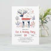 スカンジナビアスタイルの鹿のクリスマスホリデーパーティー 招待状 (スタンド正面)