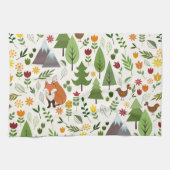 スカンジナビアスタイルイラストレーションオンクリームパターン キッチンタオル (横)