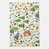 スカンジナビアスタイルイラストレーションオンクリームパターン キッチンタオル (縦)