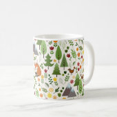 スカンジナビアスタイルイラストレーションオンクリームパターン コーヒーマグカップ (正面右)