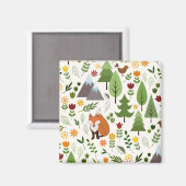 スカンジナビアスタイルイラストレーションオンクリームパターン マグネット (正面/裏面)