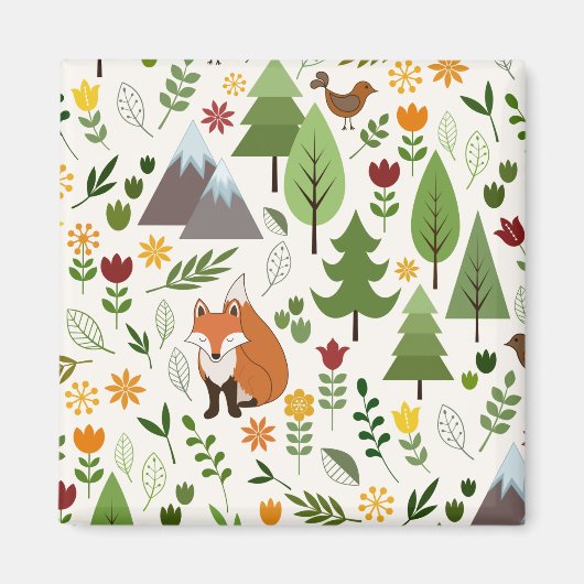 スカンジナビアスタイルイラストレーションオンクリームパターン マグネット (正面)