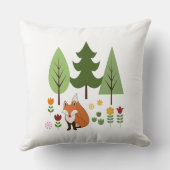 スカンジナビアスタイルキツネフラワーズツリーズイラストレーション クッション (裏面)