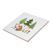 スカンジナビアスタイルキツネフラワーズツリーズイラストレーション タイル (側面)