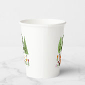 スカンジナビアスタイルキツネフラワーズツリーズイラストレーション 紙コップ (右)