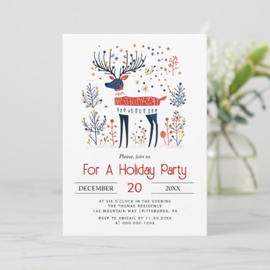 スカンジナビアスタイルディアクリスマスホリデーパーティー 招待状 (スタンド正面)