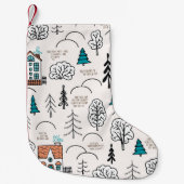 スカンジナビアスタイルハウスフォレストパターン スモールクリスマスストッキング (正面)