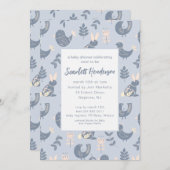 スカンジナビアスタイルフォークアートベイビーシャワー招待状 招待状 (正面/裏面)