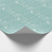 スカンジナビアスタイルホワイトフラミンゴスオンライトティール（緑がかった色） ラッピングペーパー (角)