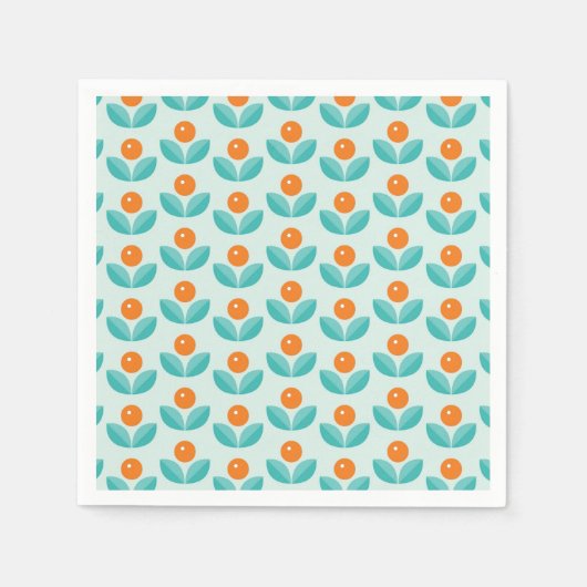 スカンジナビアスタイル幾何学的オレンジパターン スタンダードカクテルナプキン (正面)