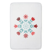 スカンジナビアスタイル花ティール（緑がかった色）&レッズホイール バスマット (正面縦)