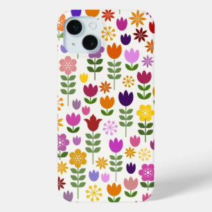 スカンジナビアスタイル花ビッグパターン iPhone 15 MINIケース