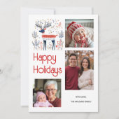 スカンジナビアスタイル鹿の赤い青の写真クリスマス シーズンカード (正面)