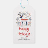 スカンジナビアスタイル鹿レッドブルークリスマス ギフトタグ (裏面)