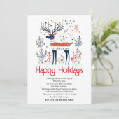 スカンジナビアスタイル鹿レッドブルークリスマス シーズンカード (スタンド正面)