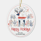 スカンジナビアスタイル鹿、写真クリスマス休暇 セラミックオーナメント (左)