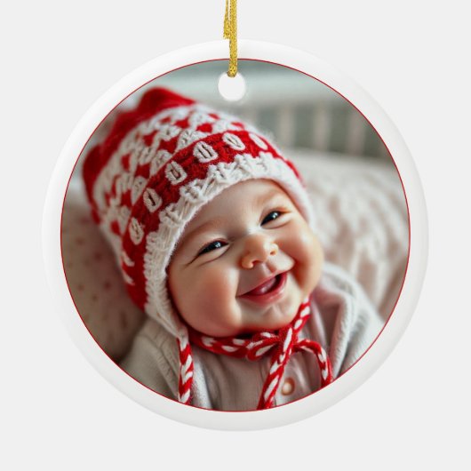 スカンジナビアスタイル鹿、写真クリスマス休暇 セラミックオーナメント (裏面)