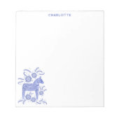 スカンジナビアダラホースブルーパーソナライズされた ノートパッド (正面)