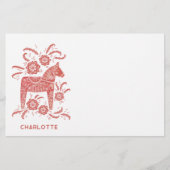 スカンジナビアダラホースレッドパーソナライズされた 便箋 (正面)