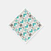 スカンジナビアティール（緑がかった色）グレーとベージュ幾何学 スタンダードカクテルナプキン (角)