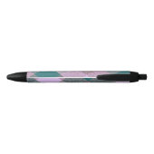 スカンジナビアティール(緑がかった色)ピンクパーソナライズされたカスタム 黒ボールペン (裏面)