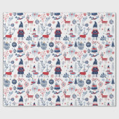 スカンジナビアテーマクリスマスシンボルパターン ラッピングペーパー (フラット)