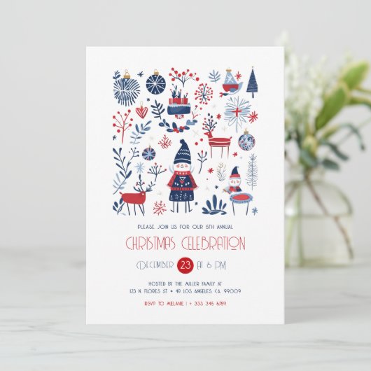 スカンジナビアテーマクリスマスパーティの招待状 招待状 (スタンド正面)
