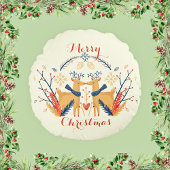 スカンジナビアディアノルディックメリークリスマスデザイン ラウンドクッション