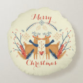 スカンジナビアディアノルディックメリークリスマスデザイン ラウンドクッション (裏面)