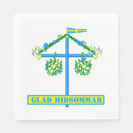 スカンジナビアデザインパーソナライズされた、Glad midsommar スタンダードランチョンナプキン (正面)
