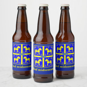 スカンジナビアデザインパーソナライズされた、Glad midsommar ビールラベル