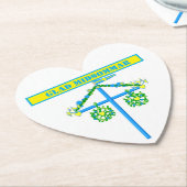 スカンジナビアデザインパーソナライズされた、Glad midsommar ペーパーコースター (アングル)