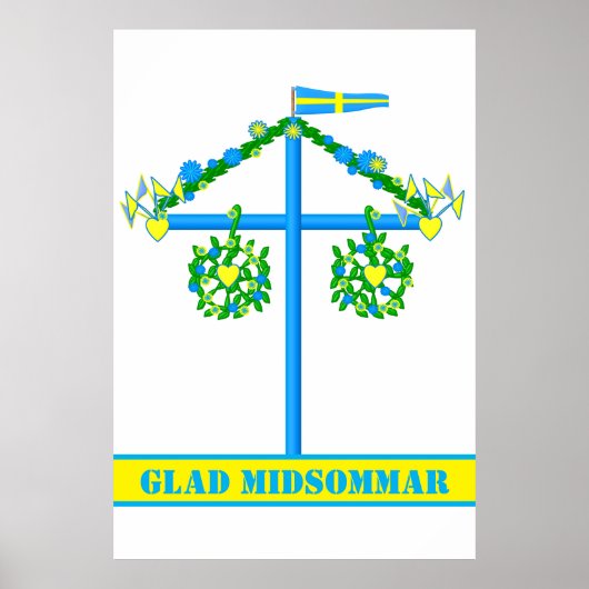 スカンジナビアデザインパーソナライズされた、Glad midsommar ポスター (正面)